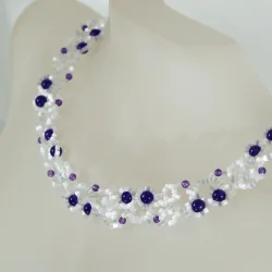 Necklace Silver 925 - Arabesque Amethyst-Satin white - Necklace Silver 925 - Argent 925